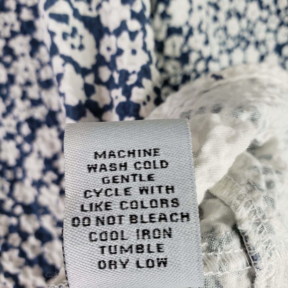Habitat Button Up Shirt Top Women’s Size Medium M Blue White Floral LS - Picture 9 of 10